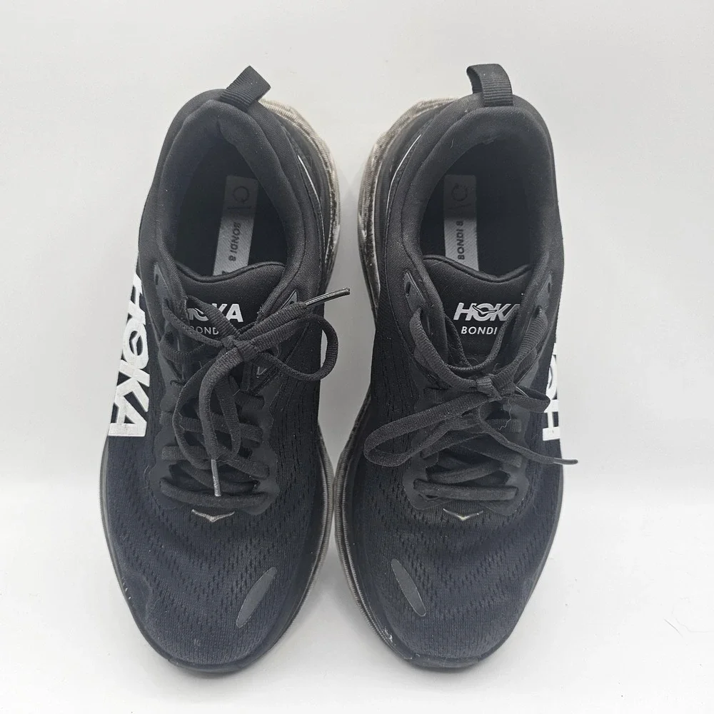 Hoka One One Bondi 8 Shoes Womens Size 7.5‎ Black Running Sneakers 1127952-BWHT